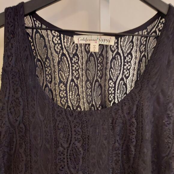 California Gypsy Plus Size 3X Sleeveless Lace High Low Top Boho Festival Grunge - Picture 3 of 8